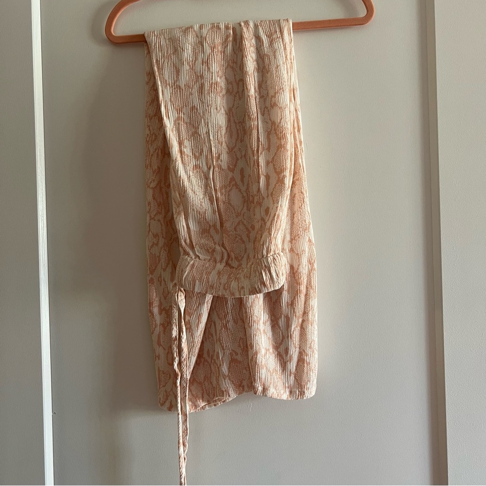 Coral Printed Wide Leg Pants